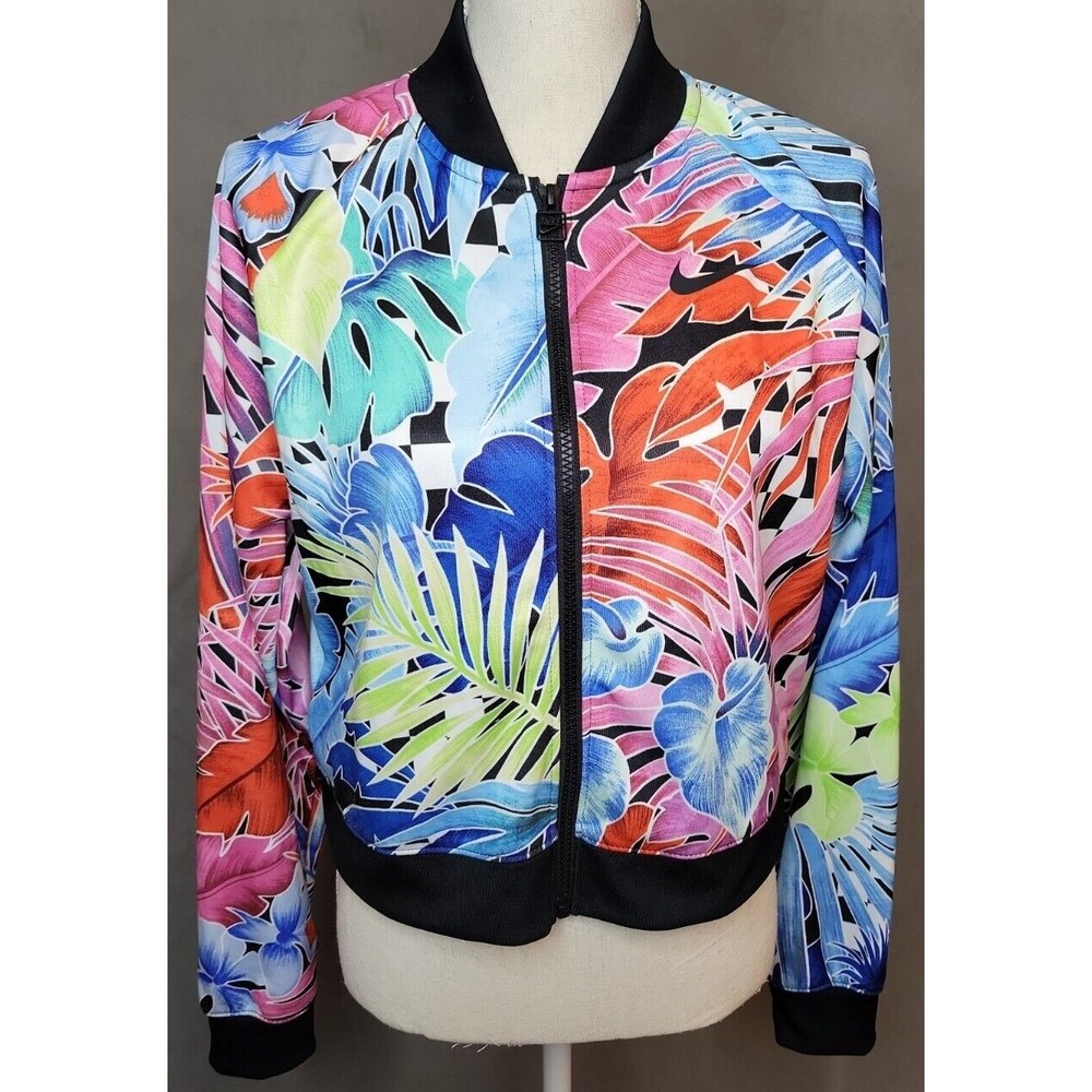 Nike Jacket Women's Medium Full Zip Floral Colorful Activewear AR2220-010 EUC! - Picture 1 of 15
